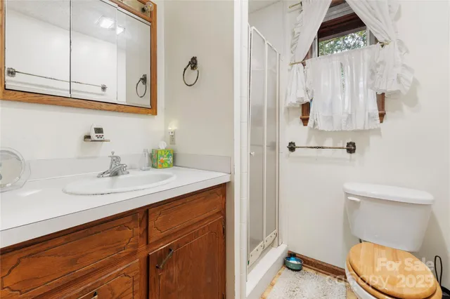 a bathroom with a sink a toilet and vanity