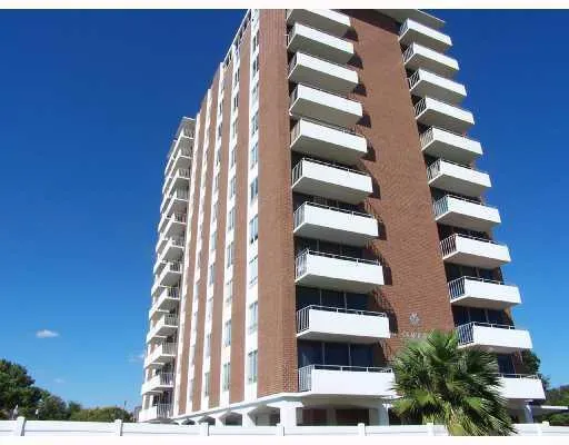 a view of staircase with building in front of it