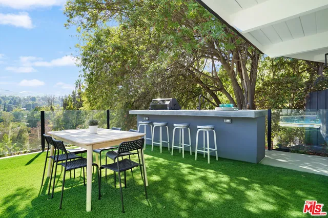 a view of a lake with a garden