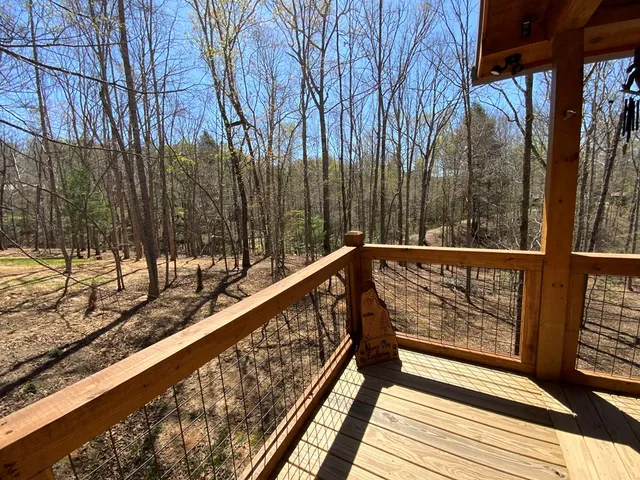 a hallway with a large window