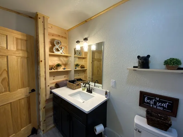 a bathroom with a sink and a toilet
