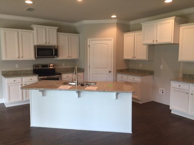 590 Las Roblas Grande Drive Santa Rosa Beach, FL 32459 - Photo 12 of 20 a kitchen with kitchen island granite countertop a sink a stove top oven a counter top space and cabinets