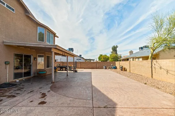 a view of a house with a patio
