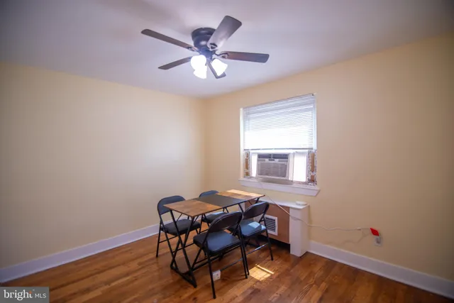 a workspace with chandelier