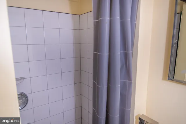 a bathroom with a bathtub