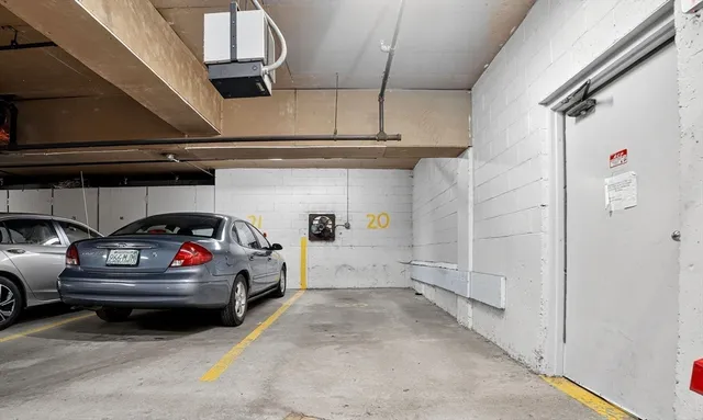 a view of a car in garage