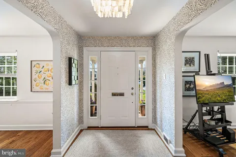 an entryway with a bedroom