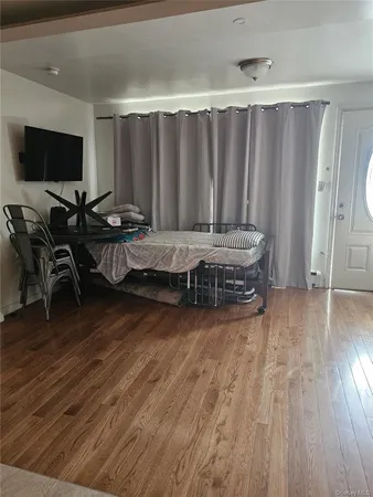a view of a bathtub in a room