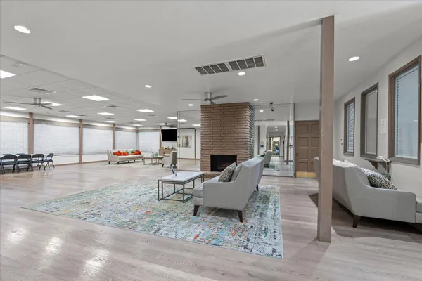 a living room with furniture
