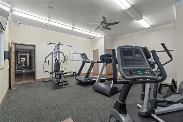 a view of a room with gym equipment