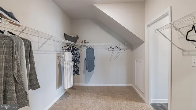 a view of a room with walk in closet with wooden floor