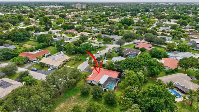 an aerial view of a house