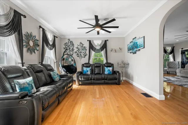 a living room with furniture