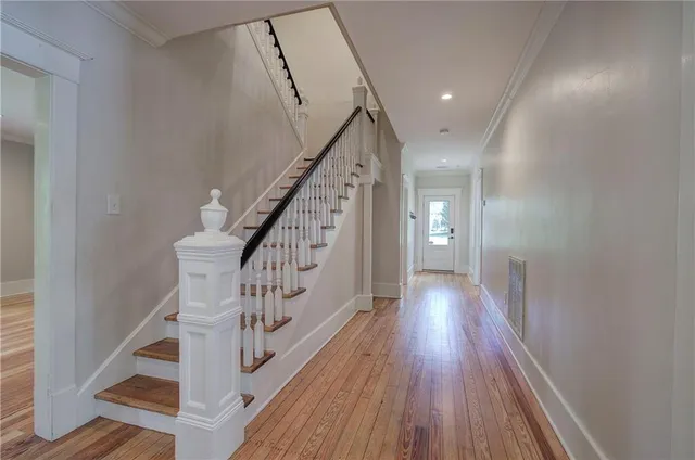 a view of a tree in a yard