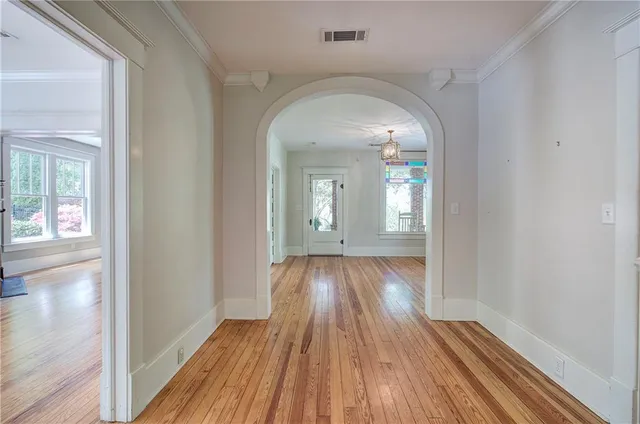 a backyard of a house with lots of green space
