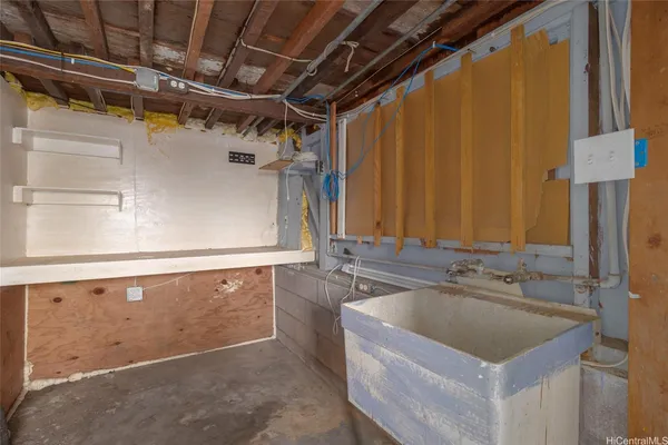 a bathroom with a sink and tub