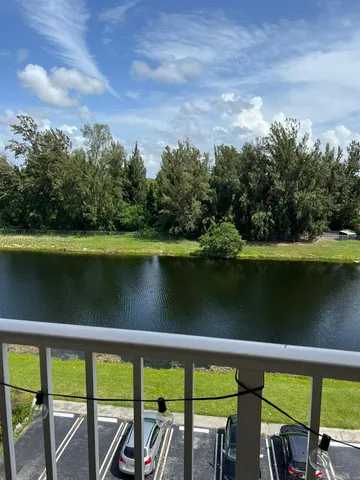 a view of lake from balcony