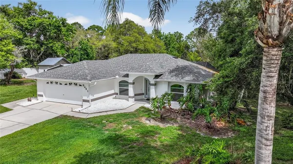 an aerial view of a house