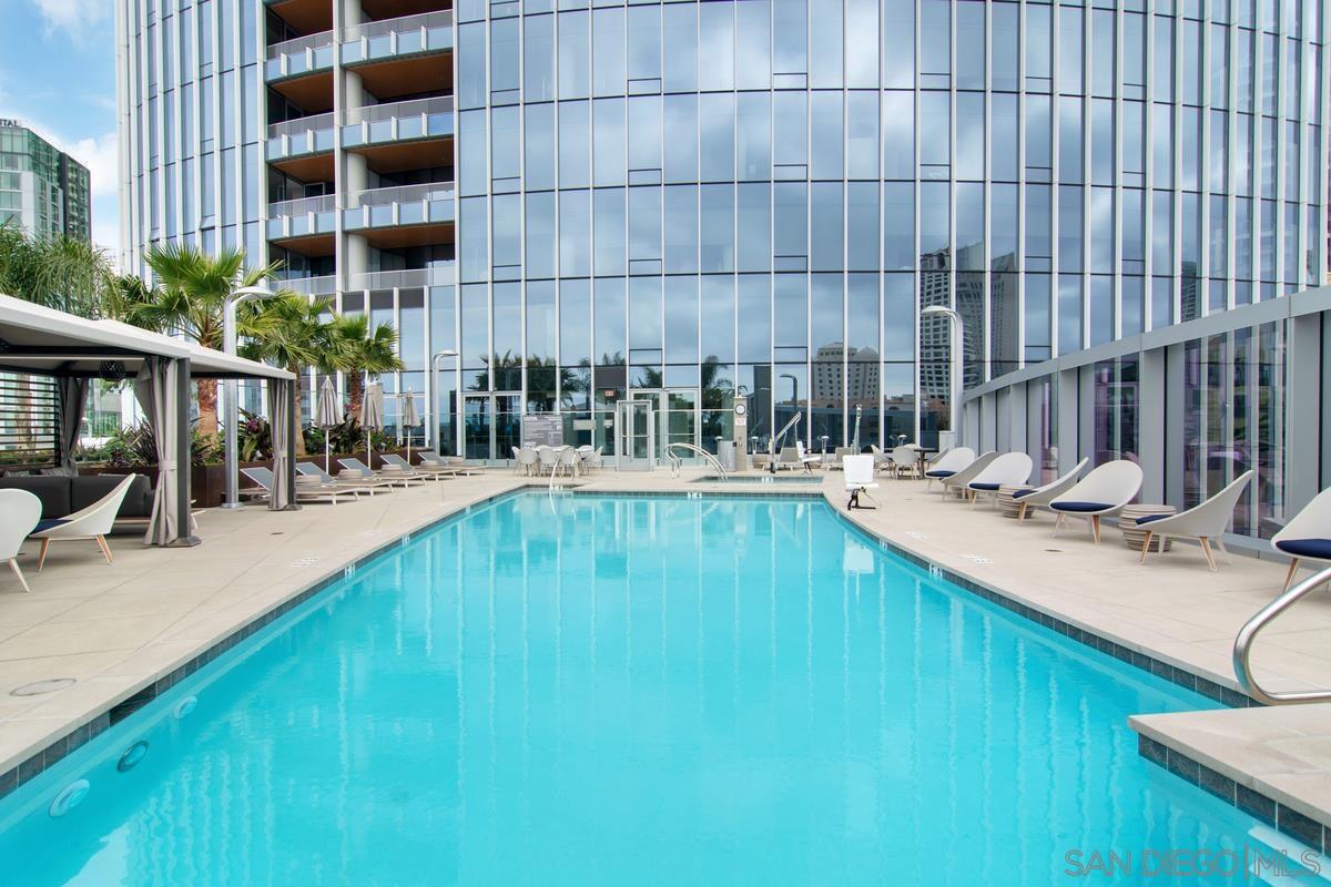 888 E Street, Unit 3501 San Diego, CA 92101 - Photo 37 of 46 a view of swimming pool with outdoor seating and plants