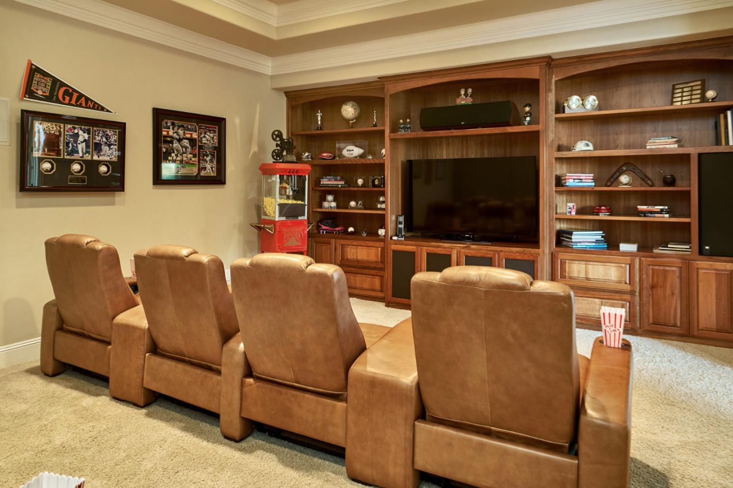 13800 Watsonville Road Morgan Hill, CA 95037 - Photo 56 of 74 a living room with furniture a flat screen tv and a fireplace