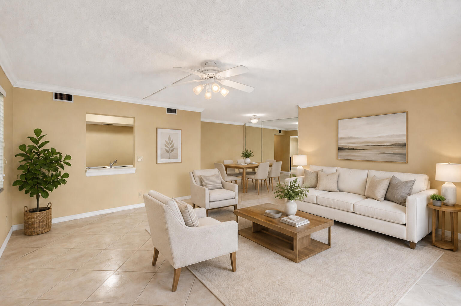 3951 Northeast 19th Road, Unit 1701 Pompano Beach, FL 33064 - Photo 27 of 82 a living room with furniture potted plant and a chandelier