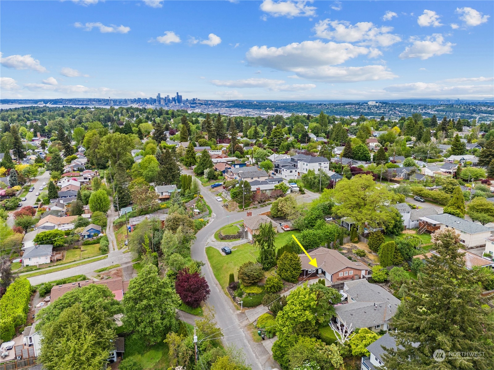 8414 14th Avenue Southwest Seattle, WA 98106 - Photo 20 of 20 an aerial view of residential houses with outdoor space and trees all around