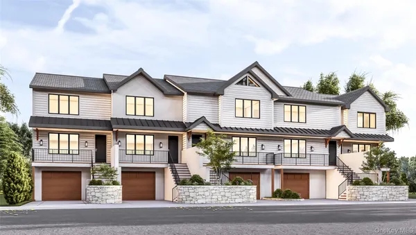 a front view of residential houses