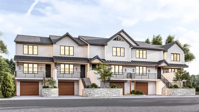 a front view of residential houses