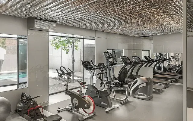 a view of a room with gym equipment