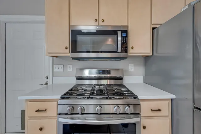 a view of a room with racks on the wall