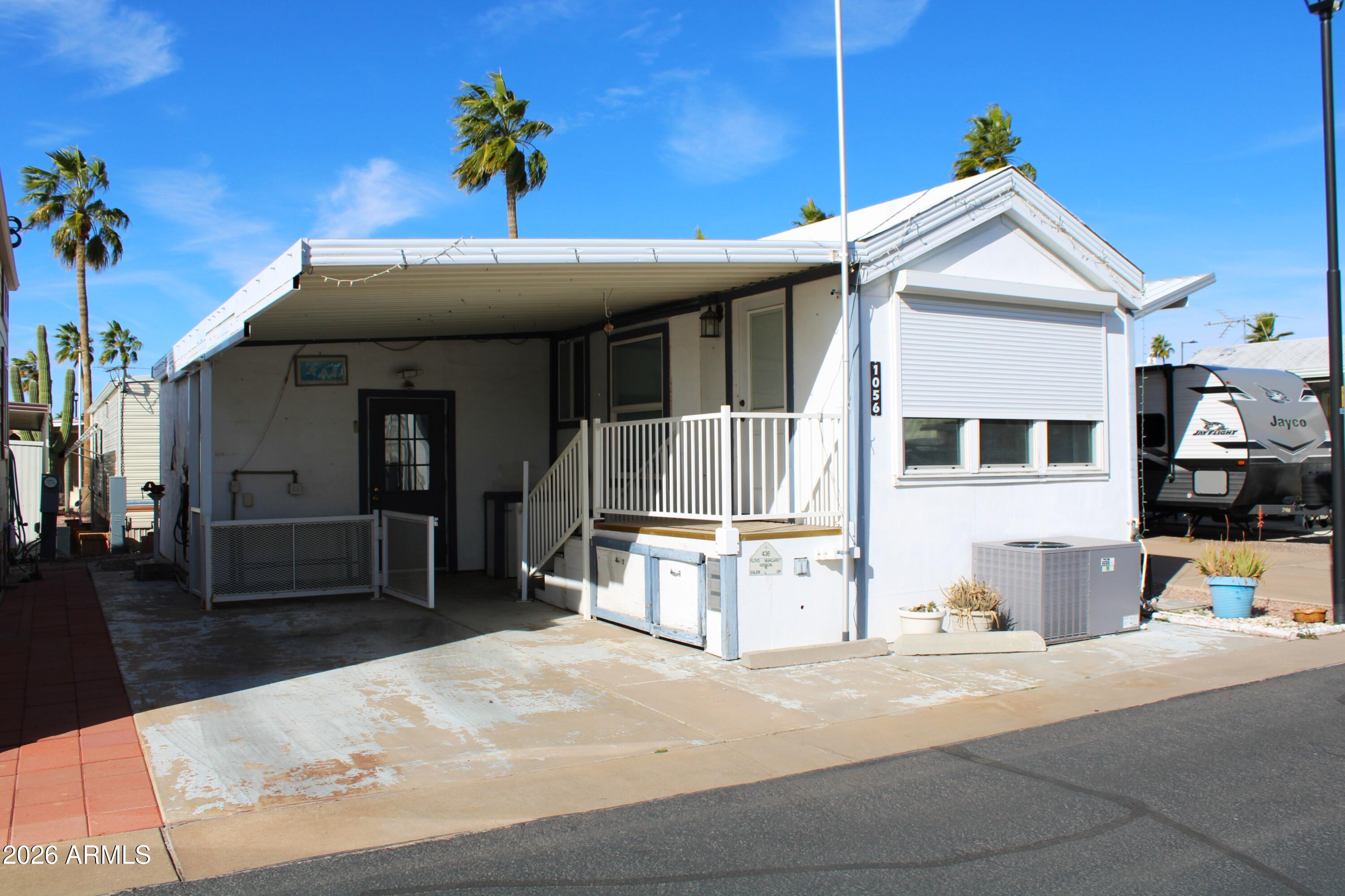 a view of a house with a patio