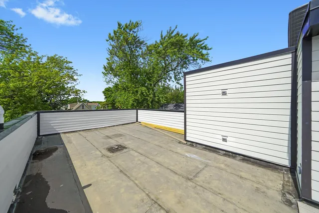 a view of a terrace with sky view