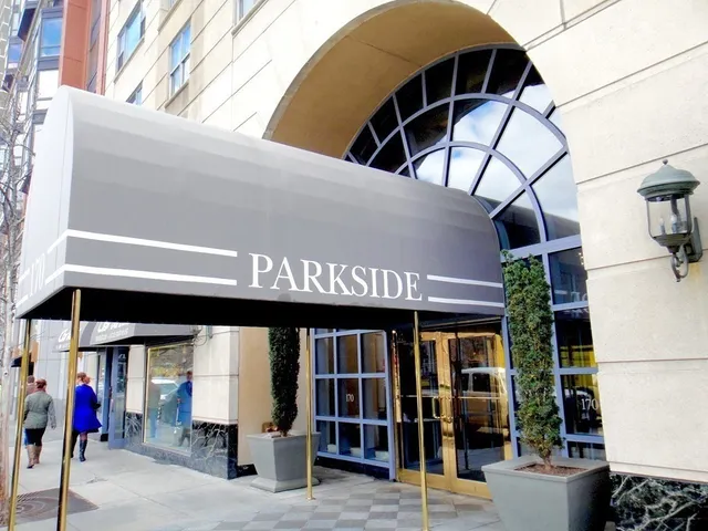 a view of a building with a window