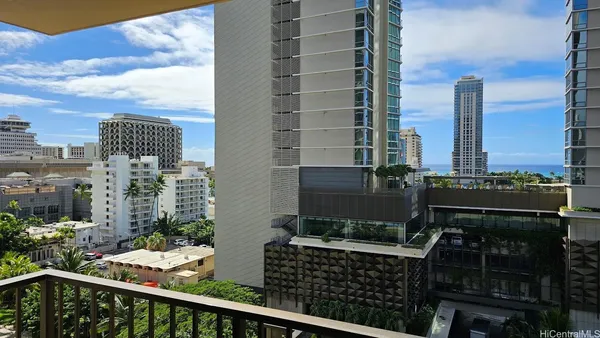 a city view from a balcony