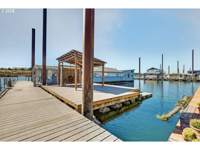 a wooden deck with water view