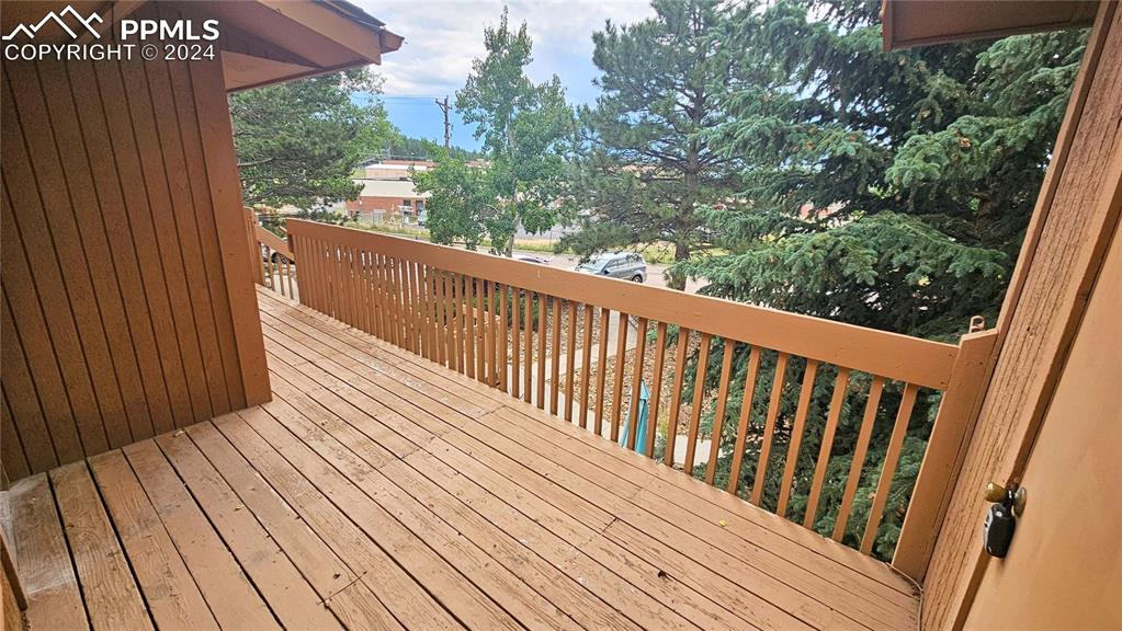 401 Forest Edge Road, Unit B8 Woodland Park, CO 80863 - Photo 4 of 19 a view of balcony with wooden floor