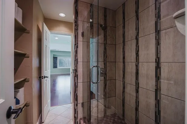 a bathroom with a shower