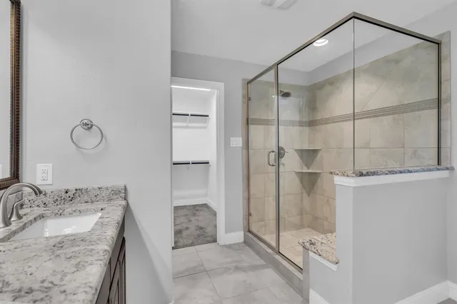 a bathroom with a shower