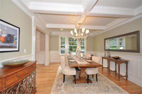 36 Somerset Road Lexington, MA 02420 - Photo 5 of 22 a view of a dining room with furniture a chandelier and wooden floor