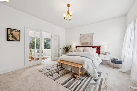 a balcony with furniture and city view