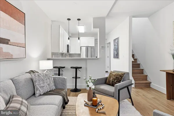 a living room with furniture