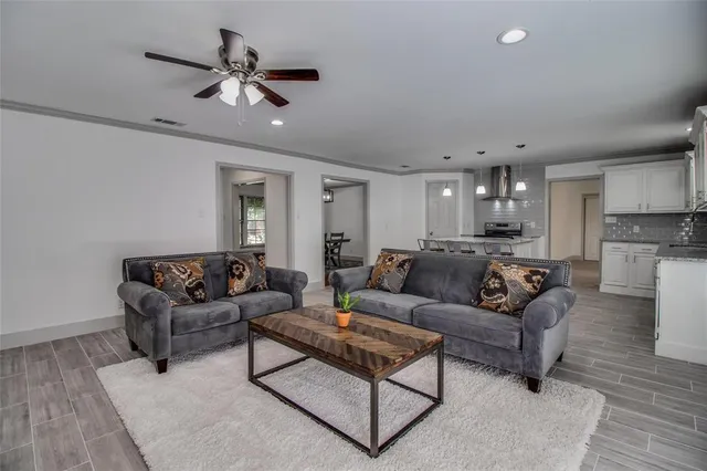 a living room with furniture