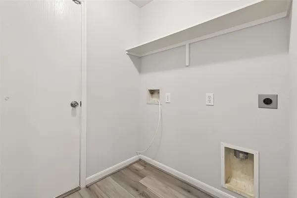 a view of small space with racks on the wall