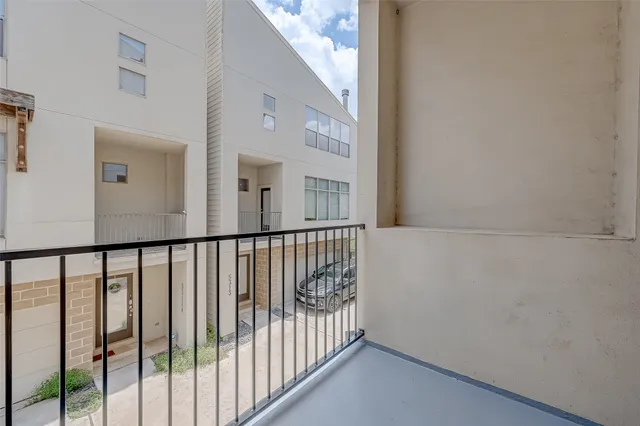 a view of a porch with a door