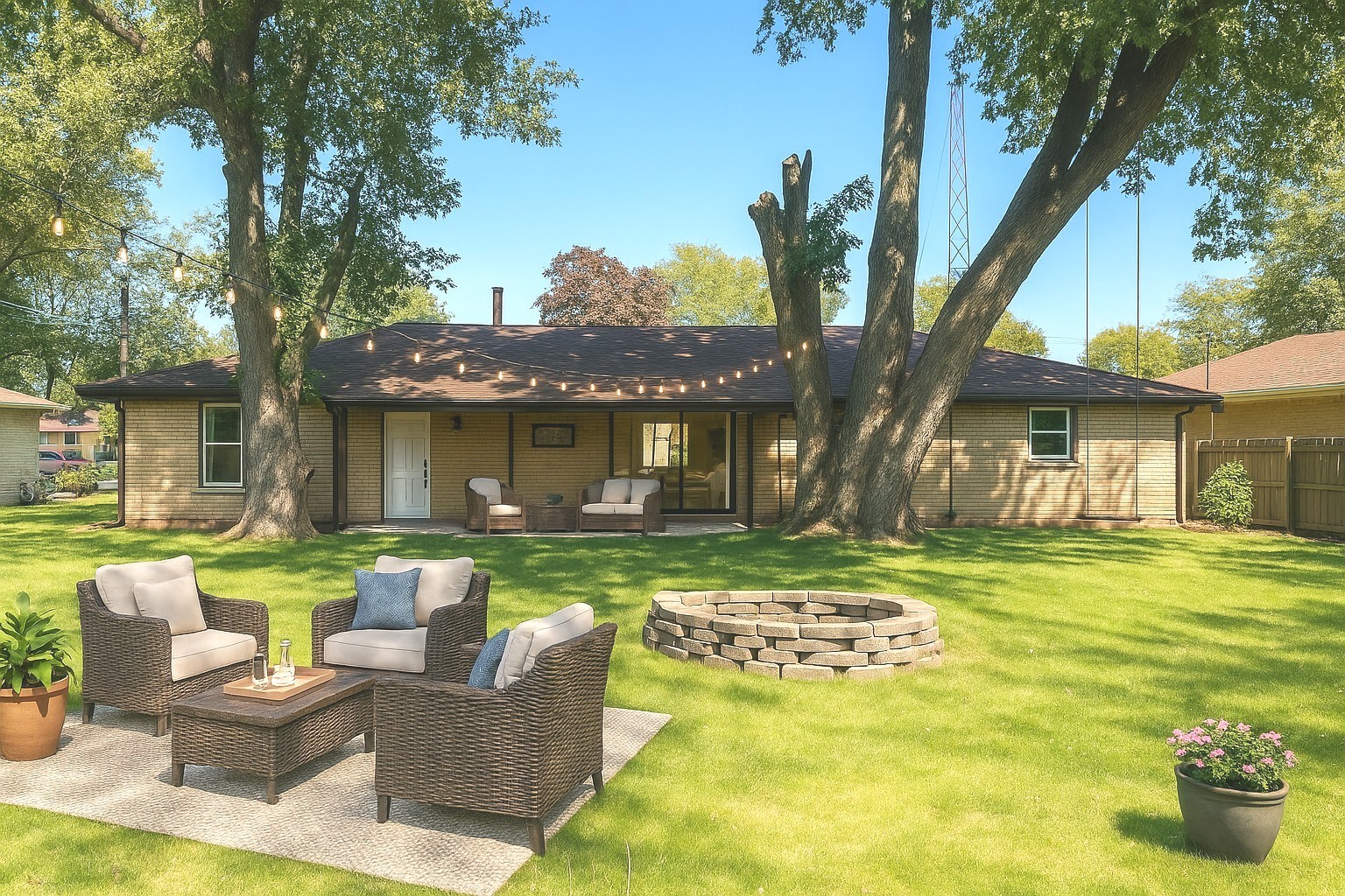 55 Cherry Drive Kankakee, IL 60901 - Photo 31 of 42 a view of a patio with couches chairs and a big yard