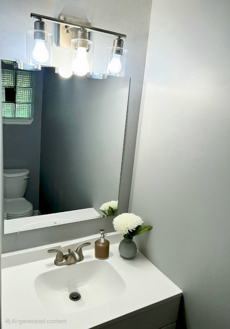 55 Cherry Drive Kankakee, IL 60901 - Photo 40 of 42 a bathroom with a sink and a mirror