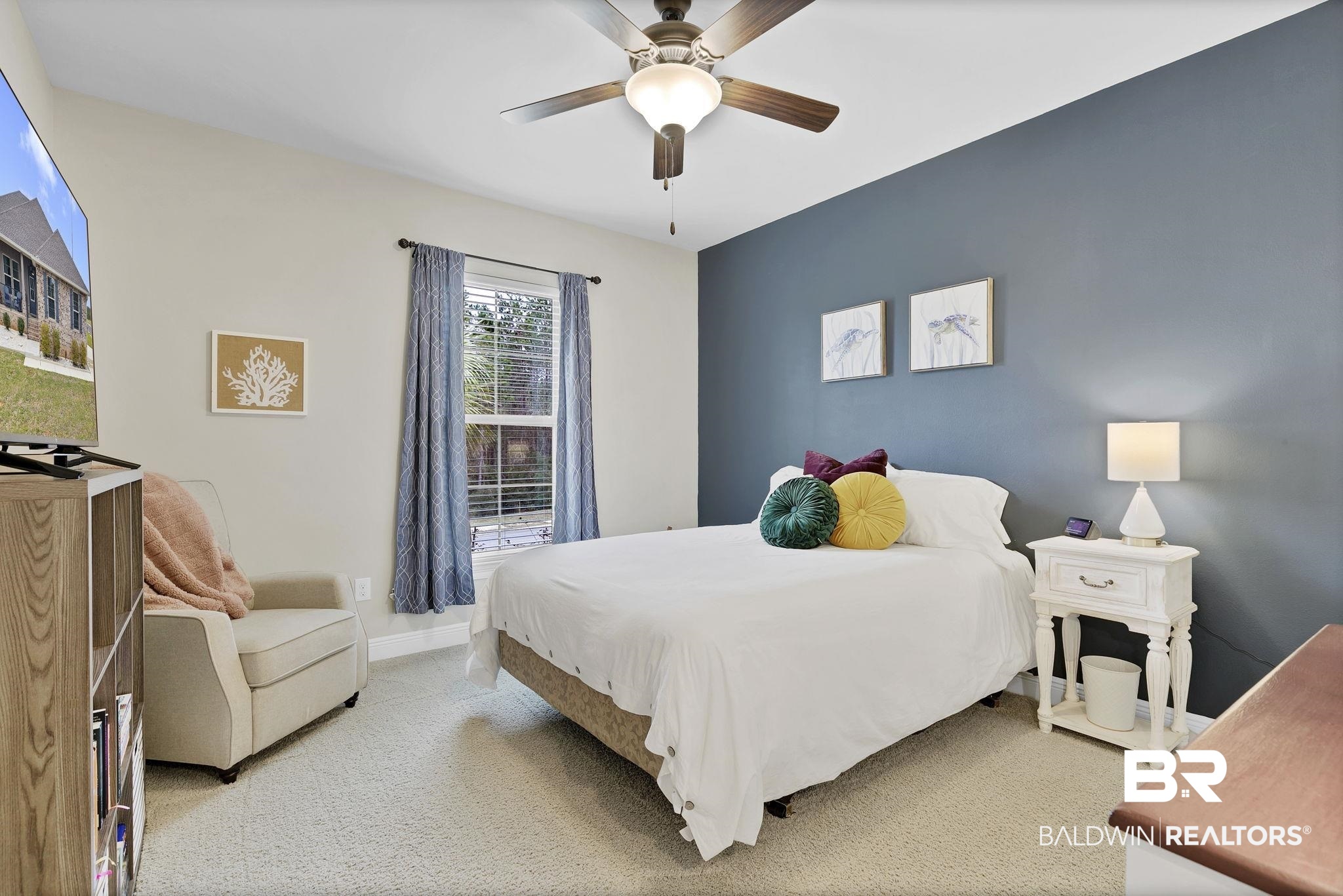 11247 Thistledown Loop Spanish Fort, AL 36527 - Photo 34 of 72 Bedroom with light carpet, a ceiling fan, and baseboards