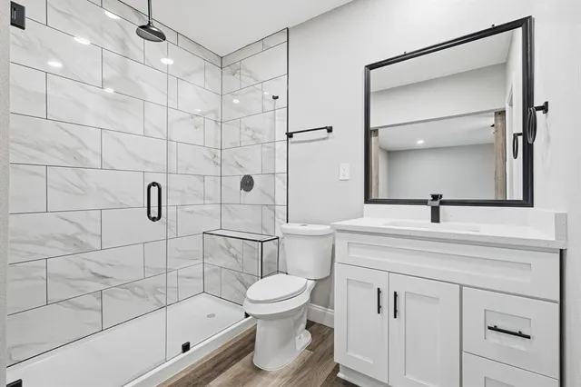 a bathroom with a toilet a sink and mirror