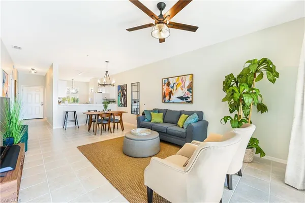 a living room with furniture