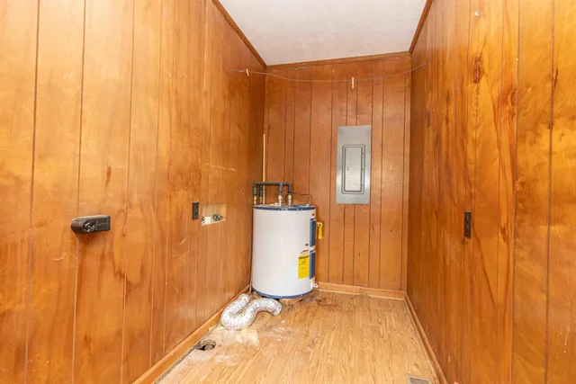a bathroom with a sink and a shower curtain